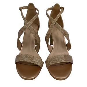 Rampage Nell-26L Gold Glitter Chunky Block Heel Sandals 8.5